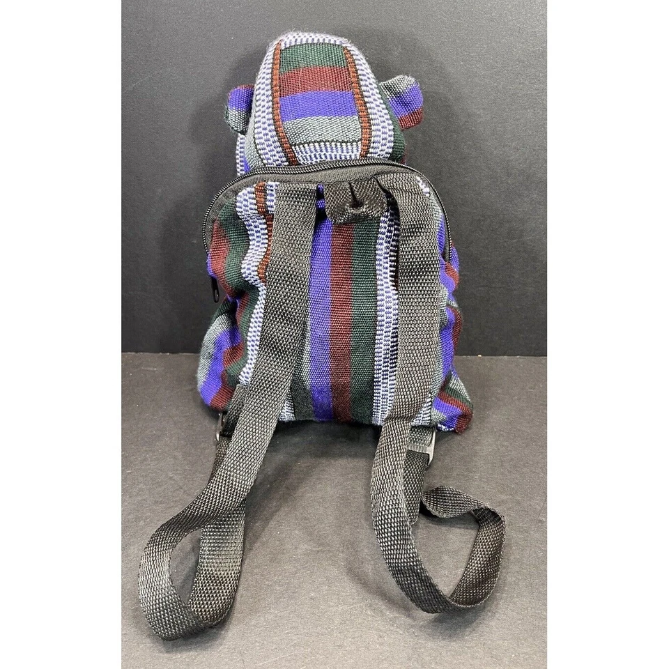 Striped Bear Mini Backpack Kids Plush Novelty Small Lucias Imports Travel Bag - Image 2 of 4