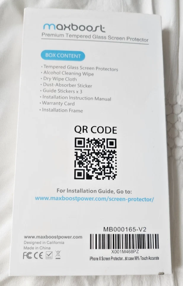 Protector de pantalla de vidrio templado MAXBOOST Premium 2 para Apple iPhone XS Max-claro Foto 2 de 3