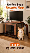 2-in-1 Dog Crate Furniture 30'' Dog Cage End Table Wooden for Medium Dogs