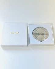 Dior Cannage Silver Tone Double Compact Travel Makeup Mirror with Gift Box