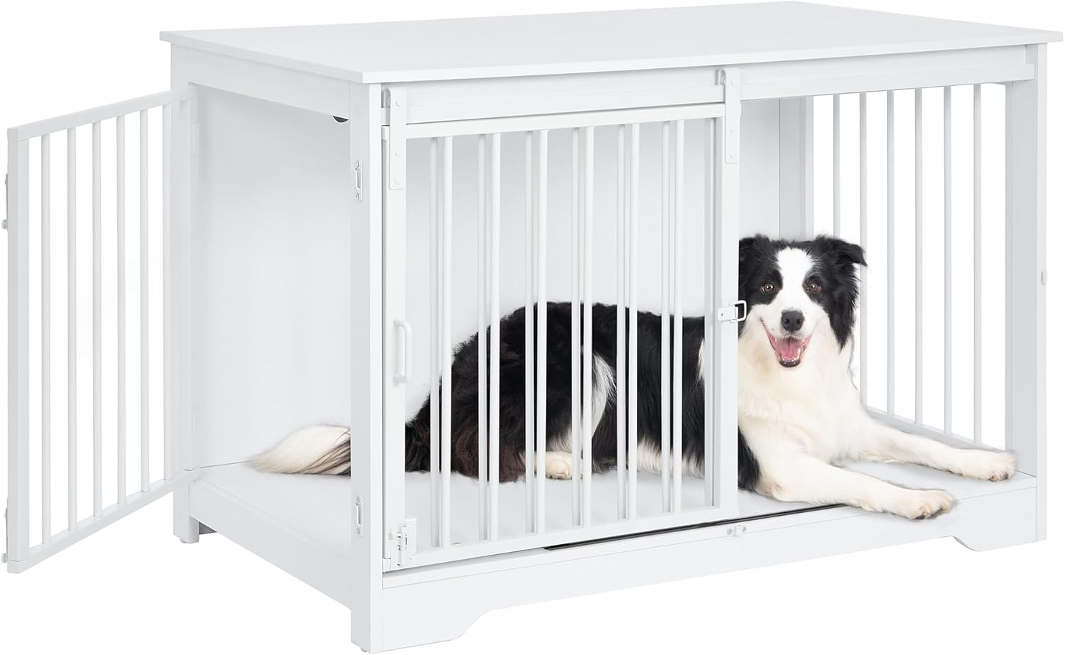 Dog Crate Furniture Double Door Farmhouse Wooden Indoor Kennel Escape Proof