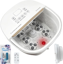 Collapasible Foot Spa Bath Massager with Heat, Pedicure Foot Spa with Bubbles/Ti