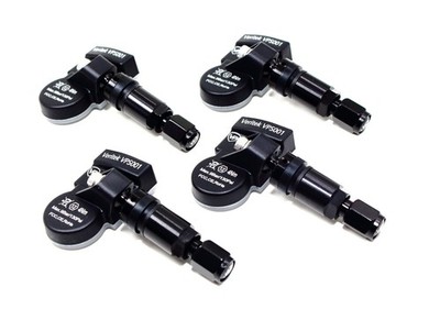 4 TPMS Tire Pressure Sensors Gloss Black Aluminum Valve Stems for Mercedes Benz