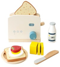 PairPear Pop-Up Toaster Play Kitchen Playset - Wooden Toy Food  11 Accessories