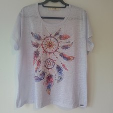 Koala Bay Boho Dreamcatcher Top White Burnout Festival Tee 3XL Graphic Hippie
