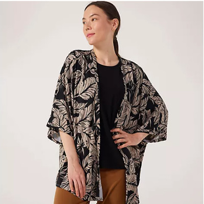 Brandneu mit Etikett Kim & Co bedruckter 3/4-Ärmel Kaftan/Überwurf schwarz bunt M/L UVP 49,90 £