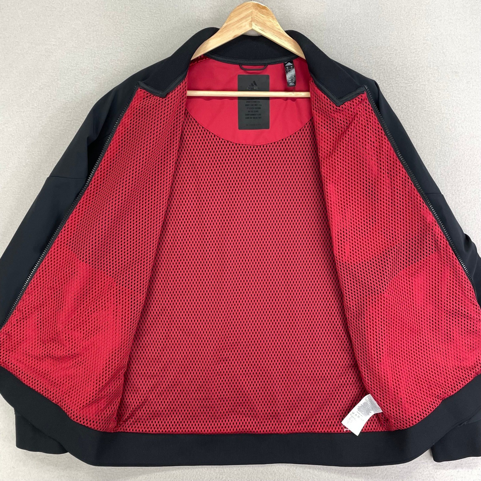 adidas ZNE Bomber Jacket Mens Medium Black Performance Tech Water Repellant thumbnail 3