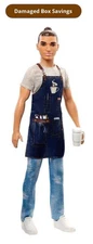 Barbie Ken Doll Barista Wearing Cafe Apron DAMAGED PACKAGING