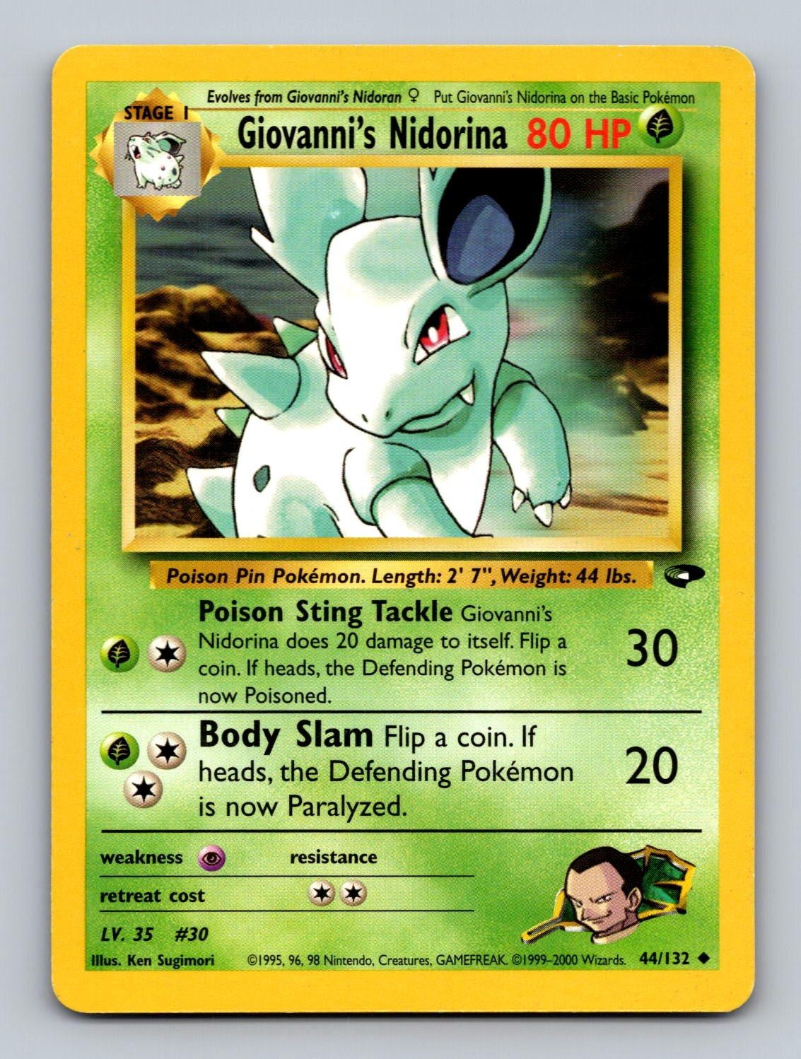 Giovanni's Nidorina 44/132 Uncommon Gym Challenge Pokemon Unlimited LP