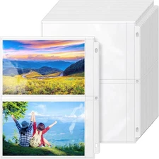 50 Pack 5" x 7" Clear Photo Sleeves for 3 Ring Binder, Double Sided 2-Pocket She