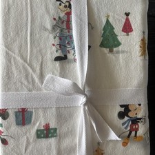 Pottery Barn Disney Mickey Mouse friends QUEEN Sheets Holiday FLANNEL New