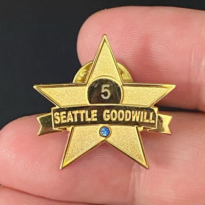 VTG Seattle Goodwill 5 Years Star Employee Recognition Award Gold Tone Pin 