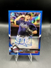 2018 Bowman Chrome Lucas Sims Blue Refractor Auto /150 RC Braves #BCRA-LS