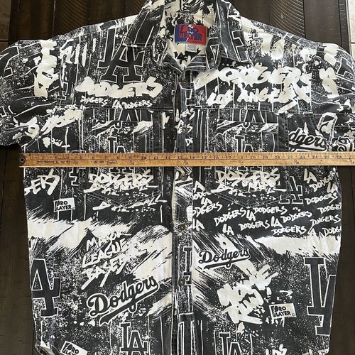 Vintage LA Dodgers Pro-Player manica corta bottoni davanti grafica all over uomo grande - Foto 8 di 12