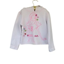 Kids Barbie Avenue White Pink Graphic Hoodie Sweatshirt Size L 6x