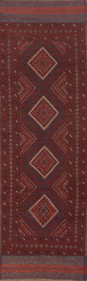 Tribal Red Hand-knotted Afghan 8 ft Runner Traditional Rug Hallway Carpet 2x8