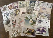 Lot of 27 Antique~1900's~POSTCARDS with  EASTER Lilies & Flowers~In Sleeves-j130
