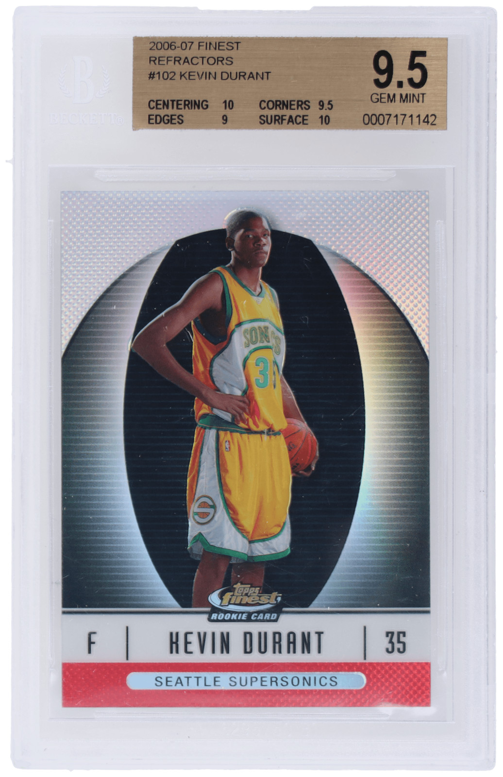 2006 Finest Kevin Durant Refractor #102 /399 BGS 9.5