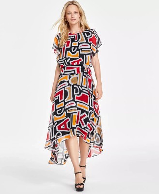 KARL LAGERFELD PARIS Women's Dress Sz 10 Printed High-Low