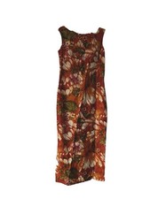 Vintage Hukilau Fashions size 12 Orange multicolored Slit sided Maxi Dress