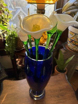 5 Murano Style Gorgeous White Cala Lilies all different ones handblown