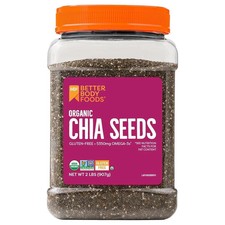 BetterBody Foods Organic Chia Seeds 2 lbs, 32 Oz, with Omega-3, Non-GMO, Gluten
