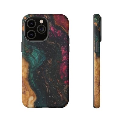 Phone Ink - Lifetime Warranty Custom Case - Purple Green Gold Resin Fluid