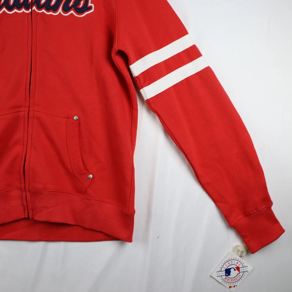 Толстовка с капюшоном мужская Cleveland Indians средняя красная бейсбольная MLB на молнии толстовка в полоску - Изображение 4 из 4