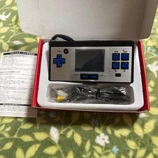 8BIT POCKET Silver/Blue Handheld Game Console 28 Built-in Games TV Connect
