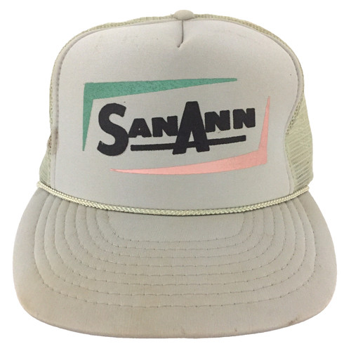 Vtg 80s San Antonio Cap Spell Out Logo Mesh Foam Snap Back Trucker Baseball Hat