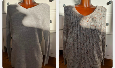 Damenpullover Strick Grau V-Ausschnitt Langarm Strickpullover Only Vero Moda 36 