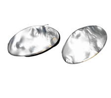 Silver Black Mother of Pearl Plastic Oval Shoe Clips Made in France