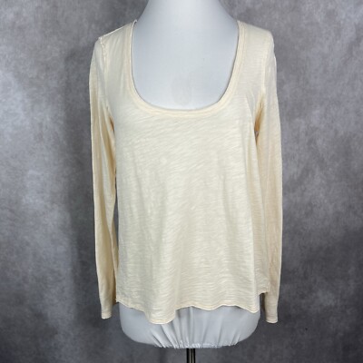 Daily Practice x Anthropologie Long Sleeve Scoop Neck Tee In Ivory Size S