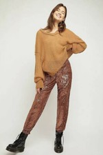NWT 148 Free People Morelia Bronze Sequin Joggers Pants Size XS Z357-6