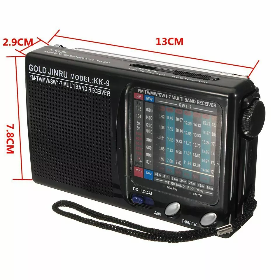 Mini Portable Full Band Stereo AM/FM/MW/SW/LW Radio Receiver Speaker Alarm Clock - Image 3 of 4