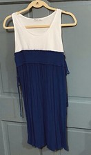 Zara Dress Womens Medium Blue White Sleeveless Sun Dress Gathered Skirt