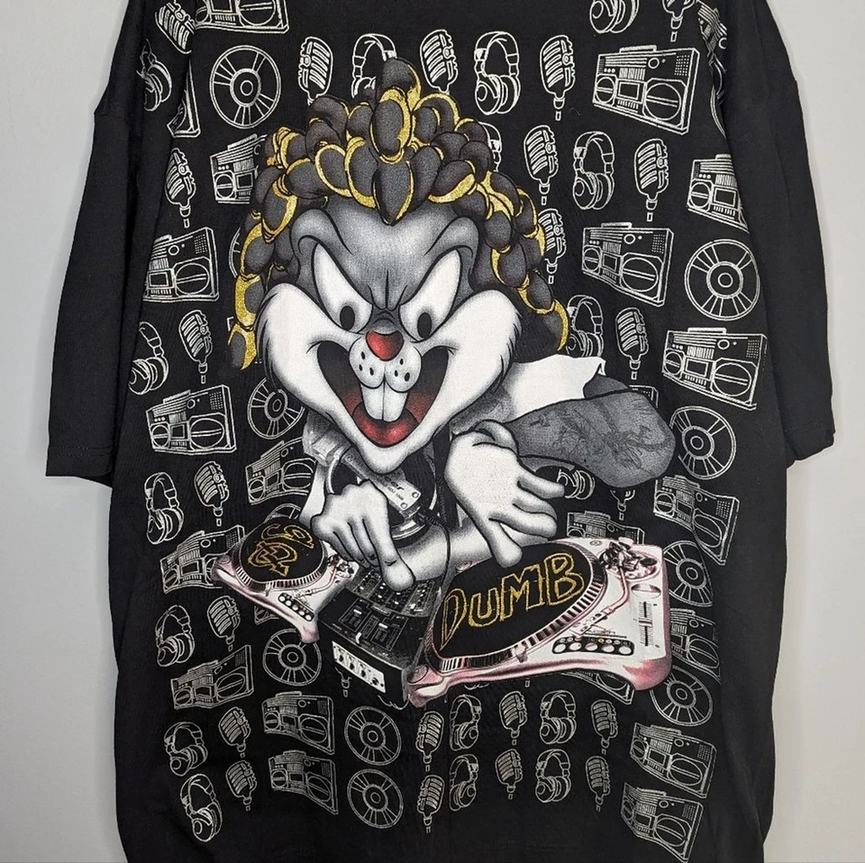 Vintage pro tag bugs Bunny warner brothers AOP DJ Music T-shirt Mens 3XL Tall - Image 2 of 4