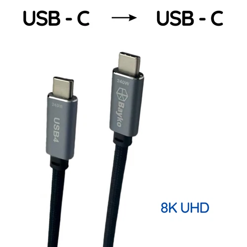 USB C 4.0 Cable Thunderbolt 8K Fast Charging Lead 240W Data Lead 40Gbps 1m 2m
