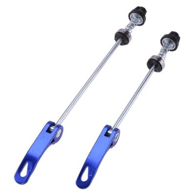 2x Bike Wheel Skewers Quick-Release Hub Front Rear Rim Tire Blue Lever Aluminum
