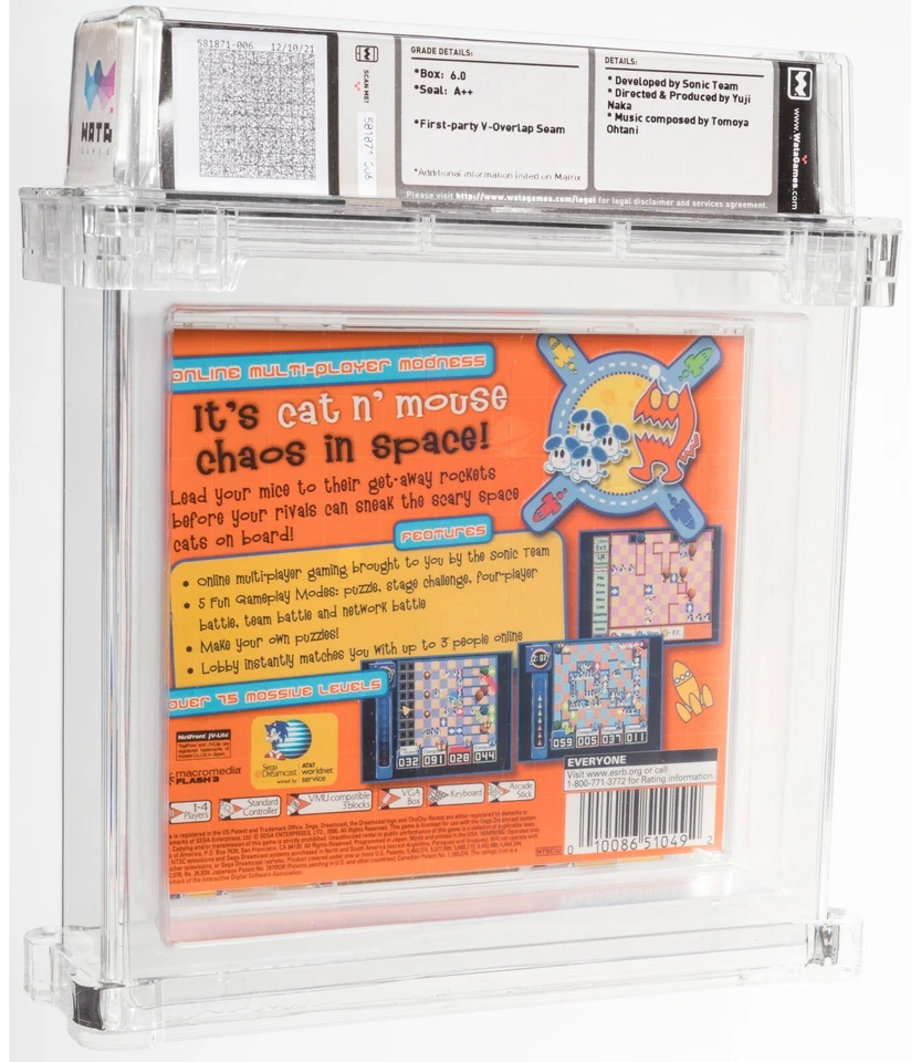 SEALED, ChuChu Rocket! / Wata 6.0 A++, Dreamcast Sega, E Rating, US, 2000 - Image 2 of 2