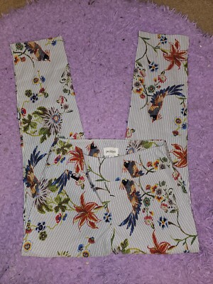 Peck And Peck Floral Birds Elastic Band Tummy Control Pants