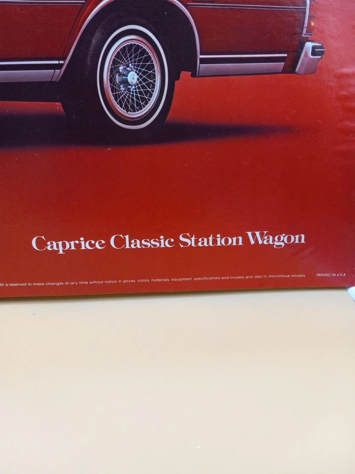  Póster de cartón original Chevy Dealer Showroom 1979 Caprice Classic Station Wa Foto 2 de 4