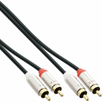 InLine  Slim Audio Kabel 2x Cinch Stecker zu Stecker Stereo schwarz 3m