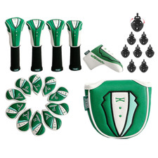 Golf Green Jacket Wood Club Cover Golf Club Head Cover PU Waterproof 1/3/5/UT