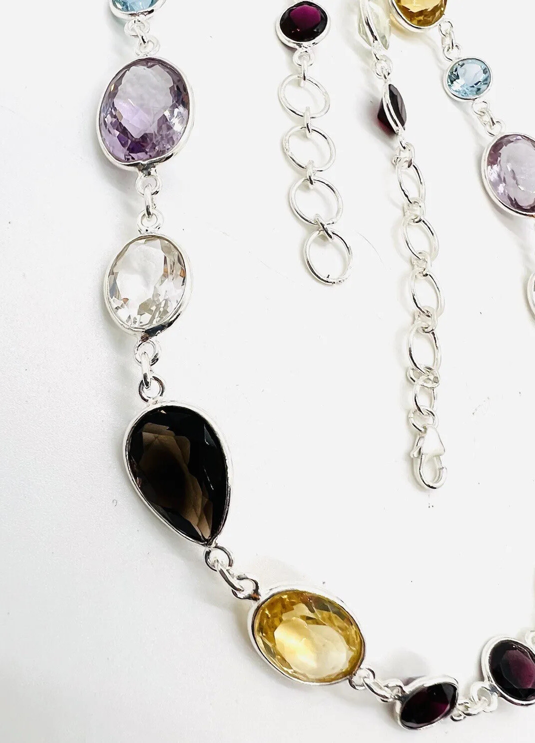 Sterling Silver Multi Gemstone Necklace Amethyst … - image 10