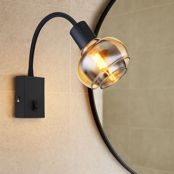 Wandlampe Wandleuchte Schlafzimmerleuchte Leselampe Flexo Spot Glas H 46,5 Cm-image