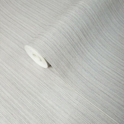 Plain Wallpaper textured gray off white modern faux fabric stria lines textures