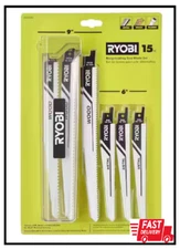 (15-Piece) Ryobi Reciprocating Saw Blade Set, Universal, Bi Metal HCS