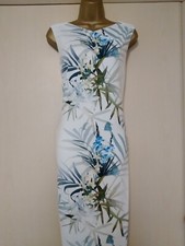 TED BAKER  Loua Ivory Floral Midi Bodycon Dress Size 3 (  12)