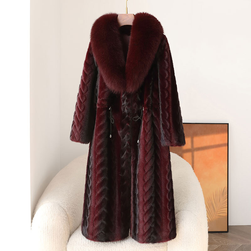 Fur Coat Women's Mid Length Mink Coat Stand Collar Straight Loose Faux Velvet Jacket